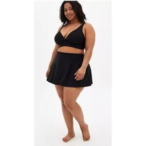 Torrid Black Nylon High Rise Bikini Brief Mini Skater Swim Skirt Plus Size 5X
